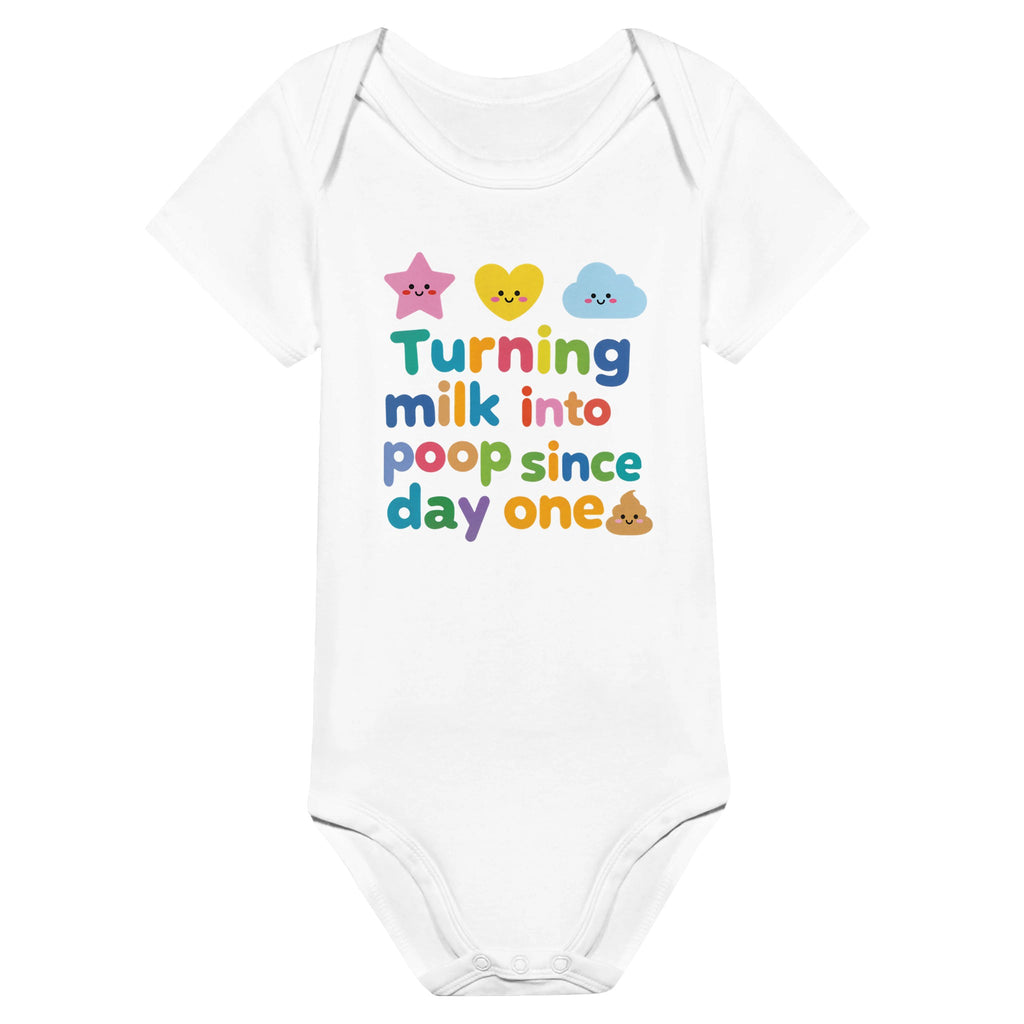 Organic cotton baby onesie – Turning milk into poop since day one