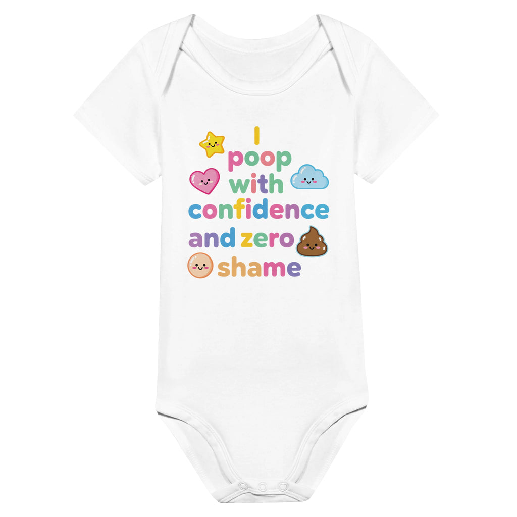 Organic cotton baby onesie – I poop with confidence and zero shame