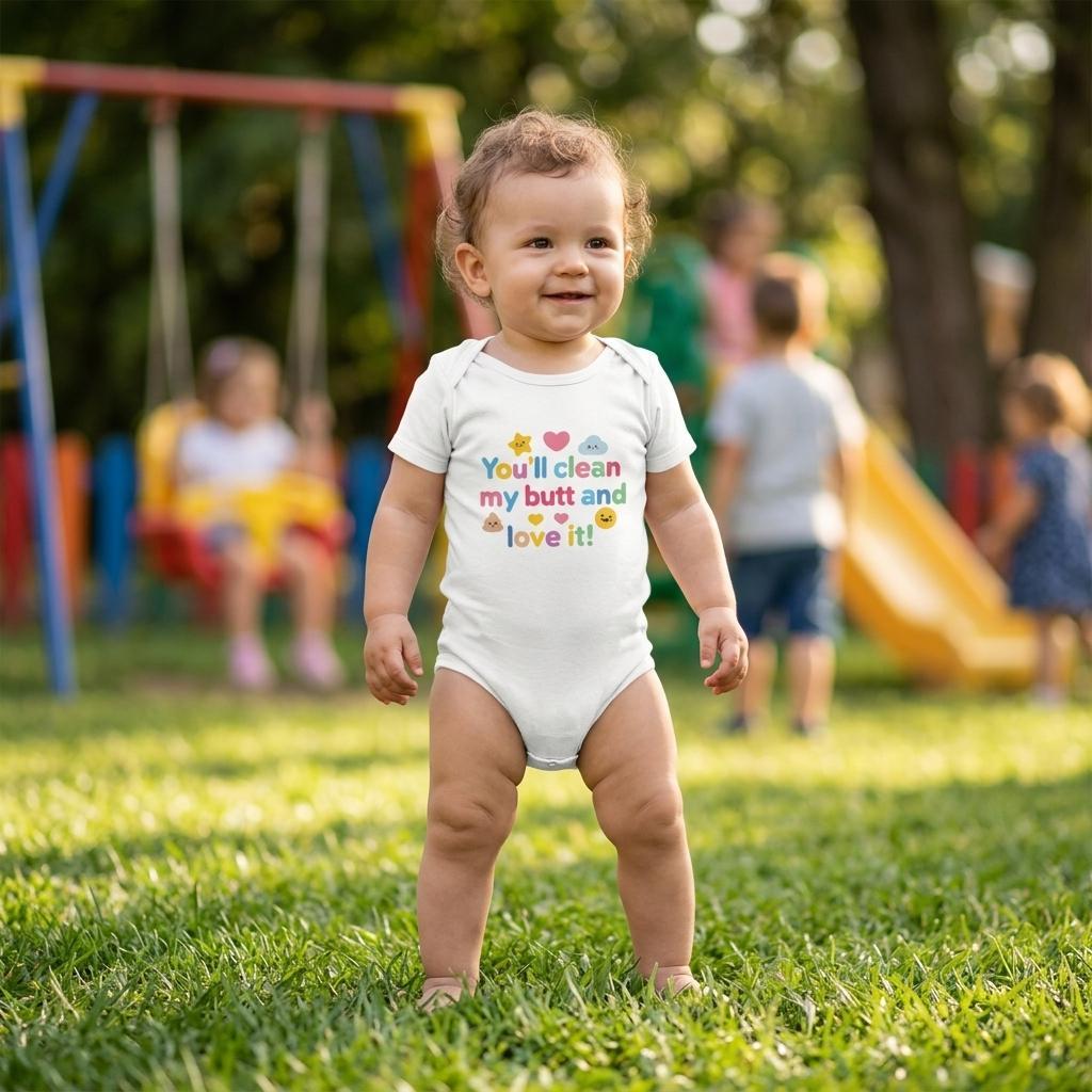 Organic cotton baby onesie – You'll clean my butt and love it!