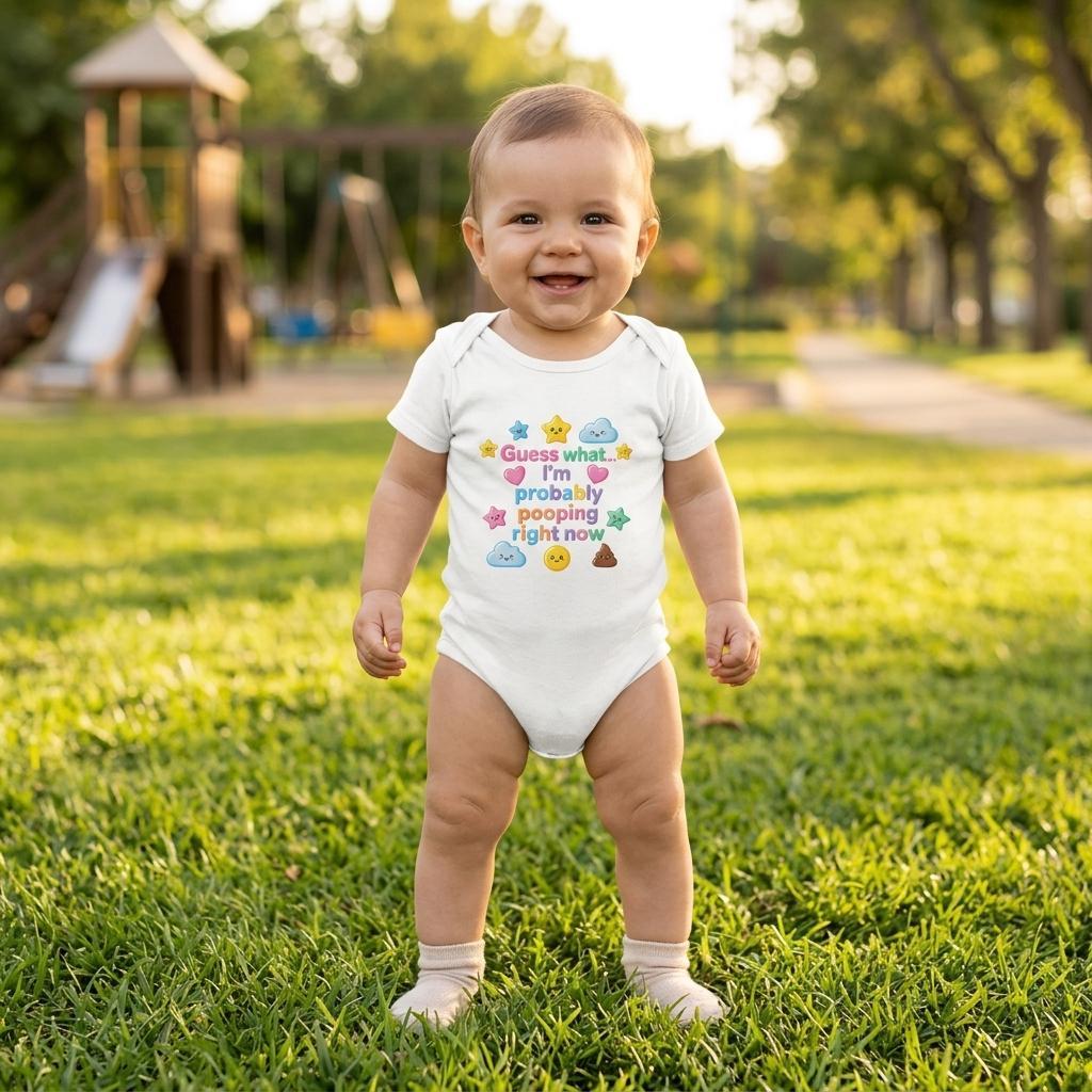 Organic cotton baby onesie – Guess what... I'm probably pooping right now
