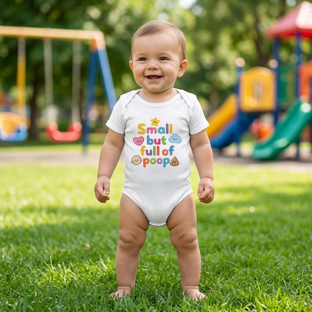 Organic cotton baby onesie – Small but full of poop