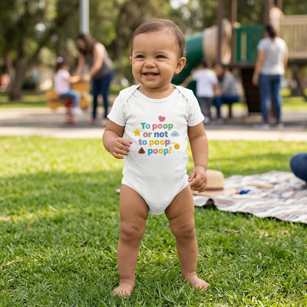 Organic cotton baby onesie – To poop or not to poop... poop!