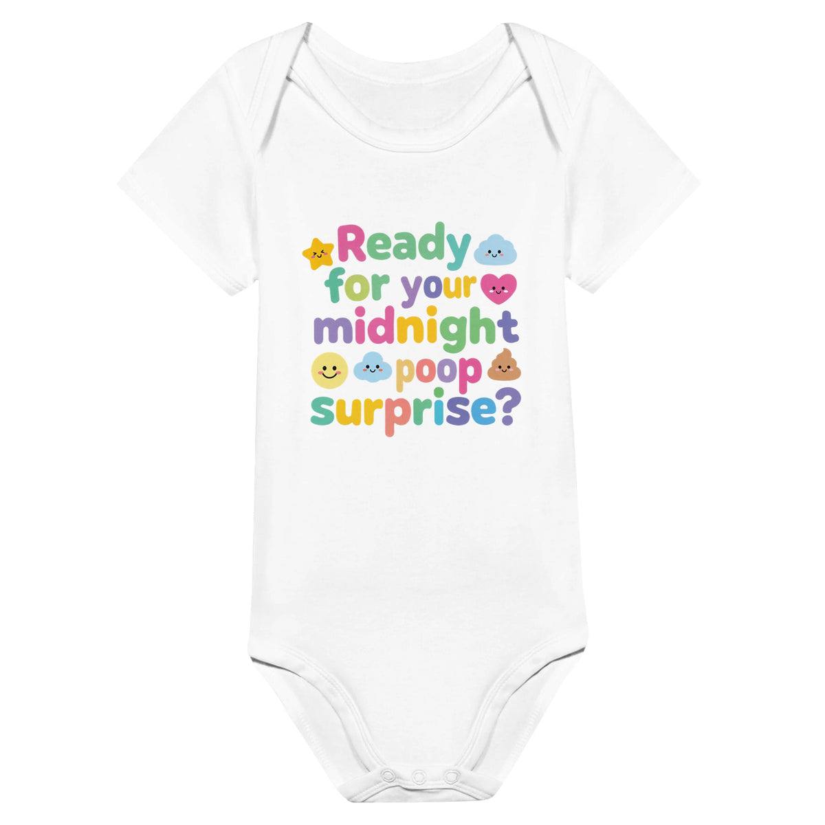 Organic cotton baby onesie – Ready for your midnight poop surprise?