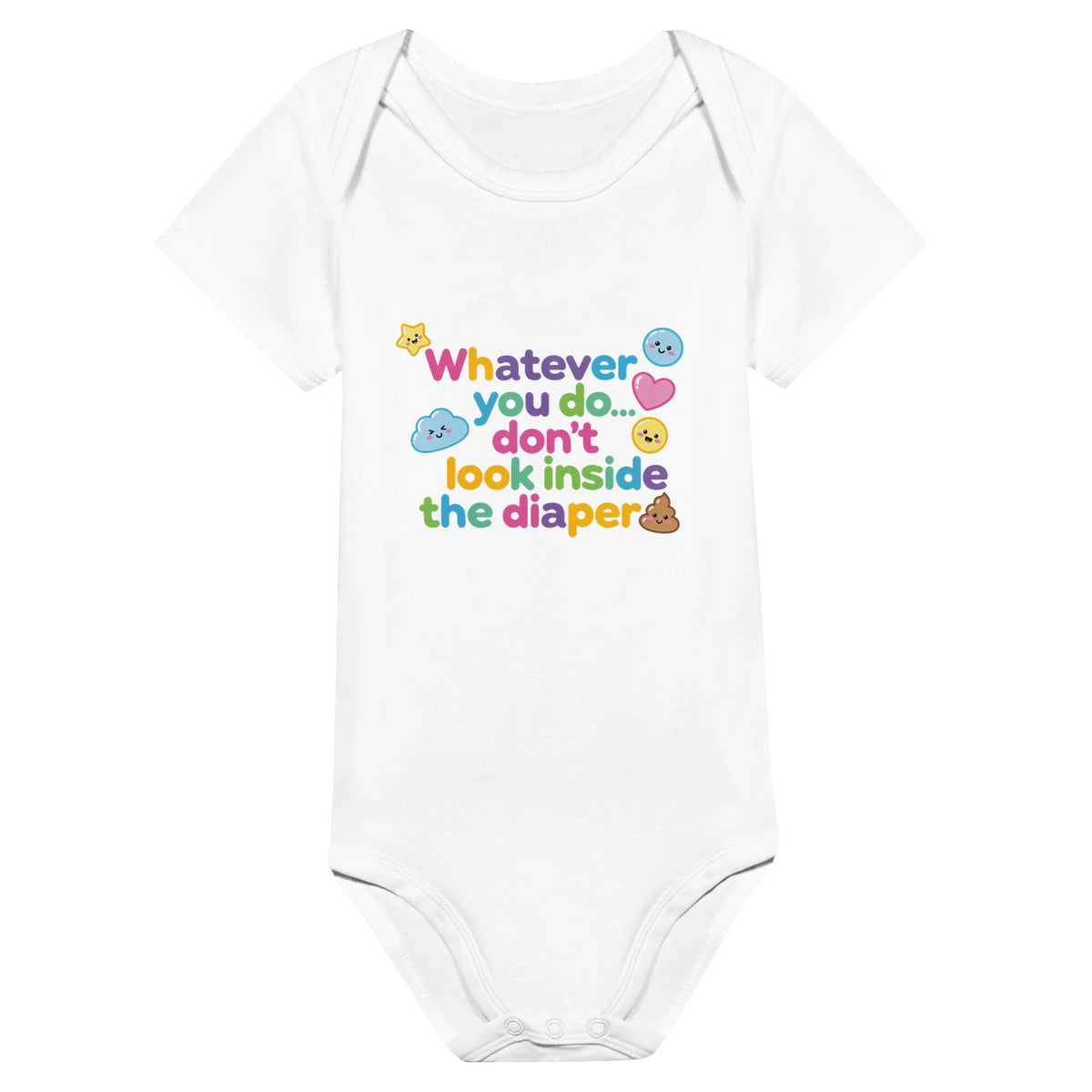 Organic cotton baby onesie – Whatever you do... don't look inside the diaper