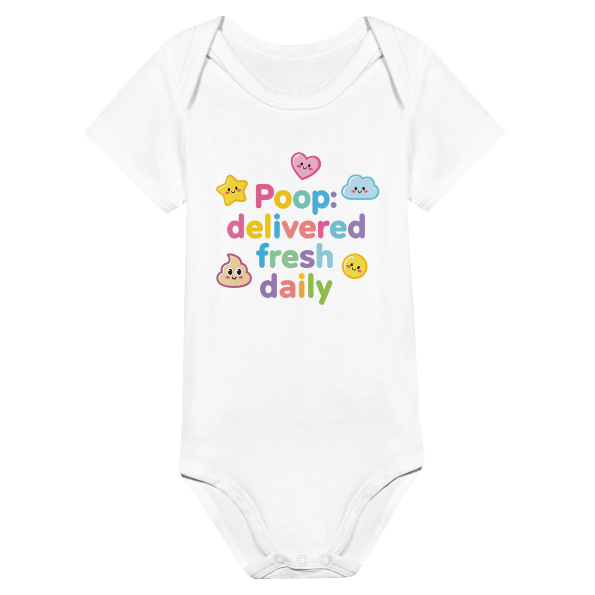 Organic cotton baby onesie – Poop: delivered fresh daily