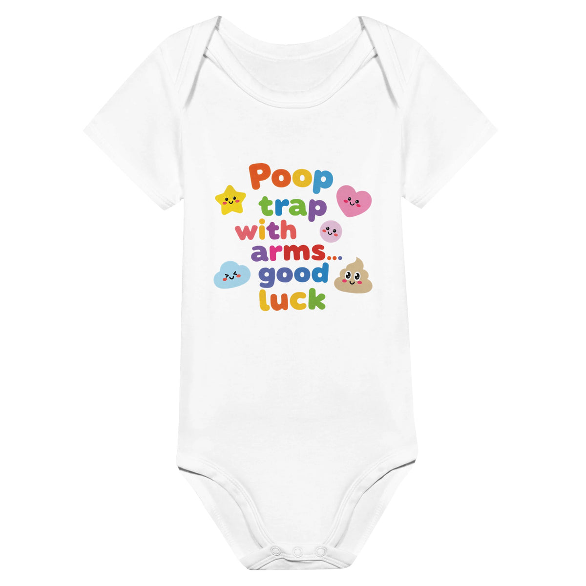 Organic cotton baby onesie – Poop trap with arms... good luck