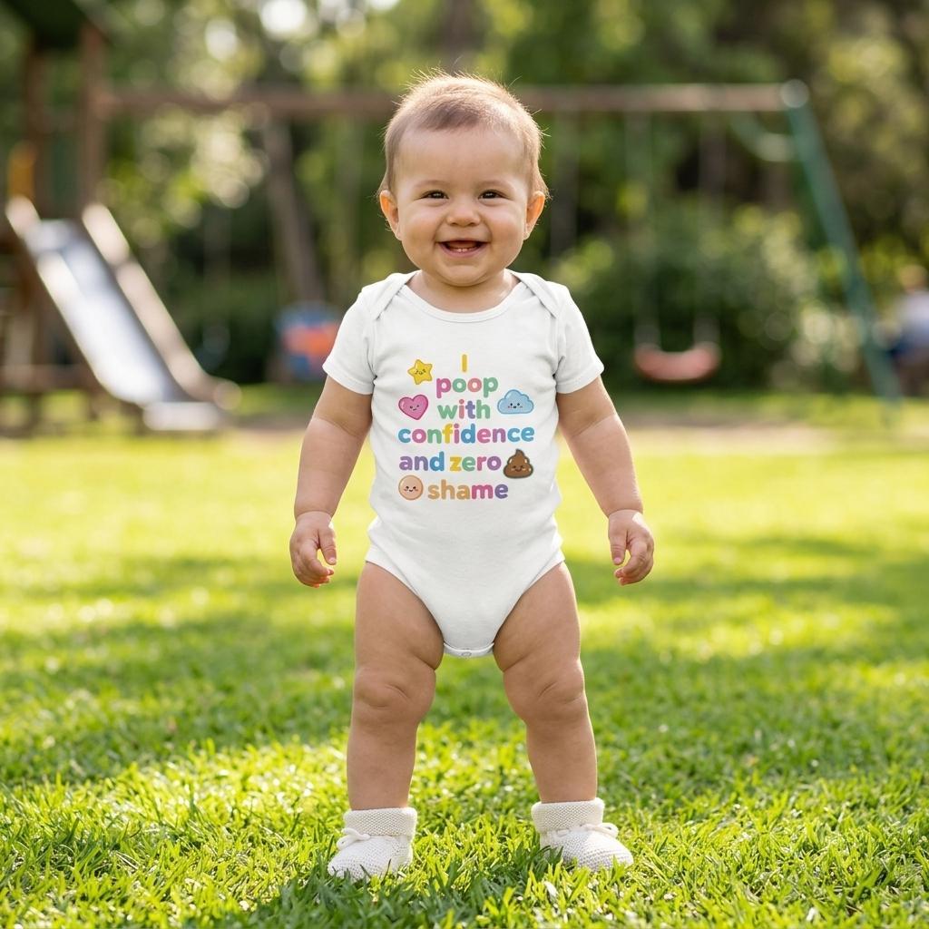 Organic cotton baby onesie – I poop with confidence and zero shame