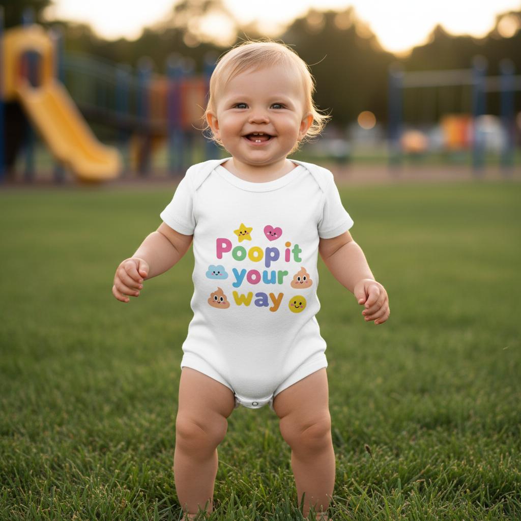 Organic cotton baby onesie – Poop it your way
