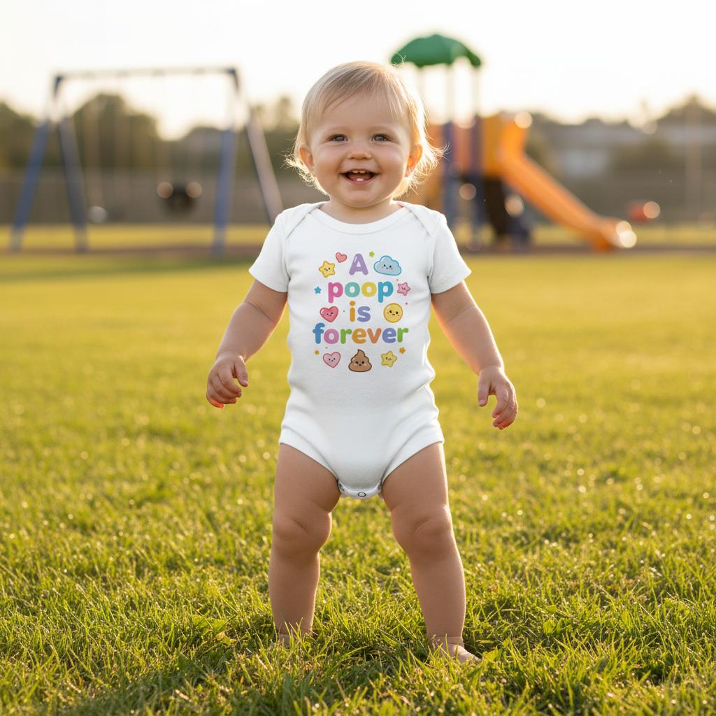 A poop is forever - Baby short-sleeve bodysuit made from organic cotton