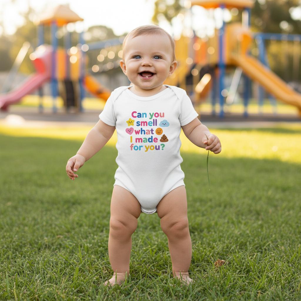 Baby onesie made from 100% Organic Cotton – Can you smell what I made for you?