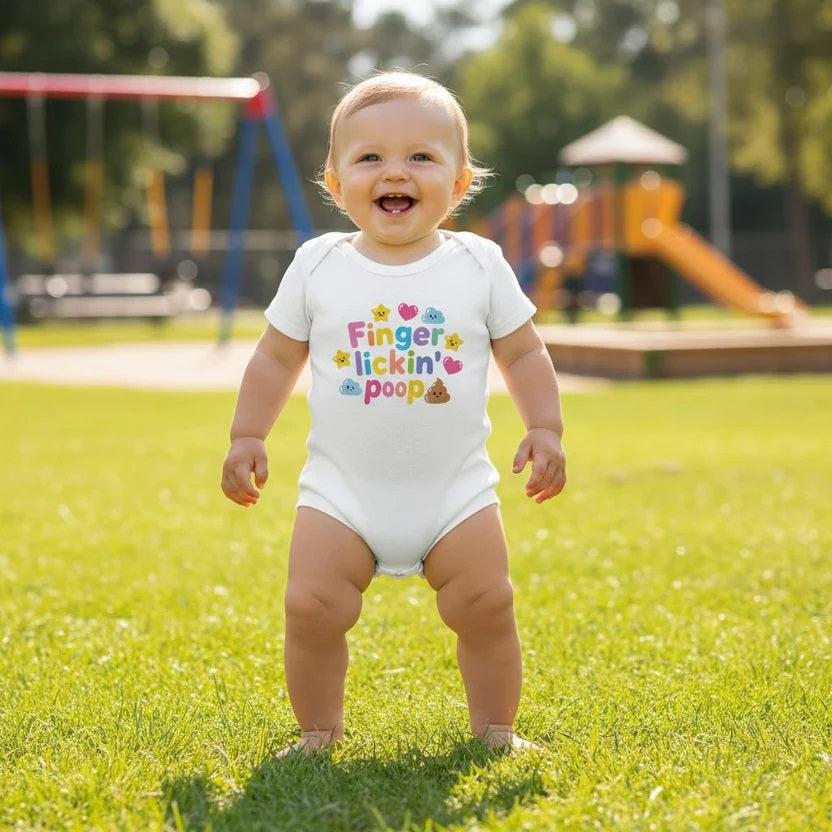 Finger lickin' poop - Baby-Kurzarmbody aus Bio-Baumwolle