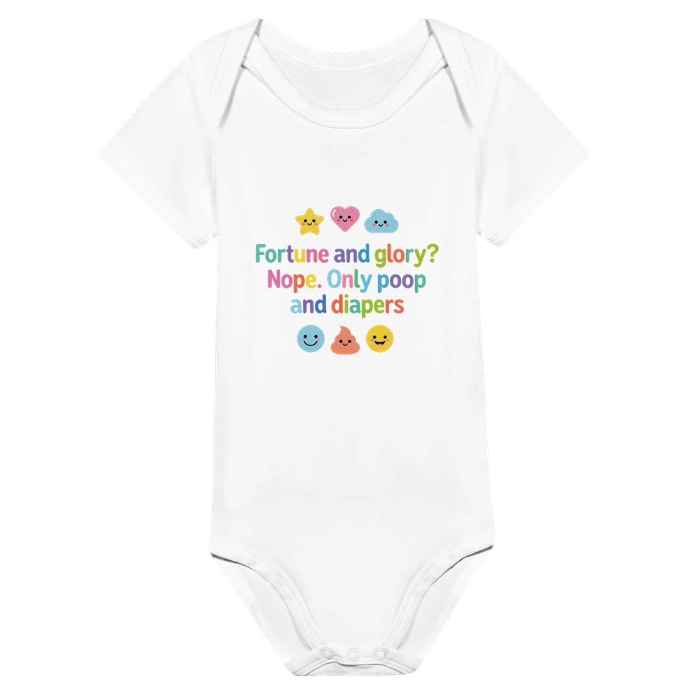 Baby Strampler aus 100 % Bio-Baumwolle – Fortune and glory? Nope. Only poop and diapers
