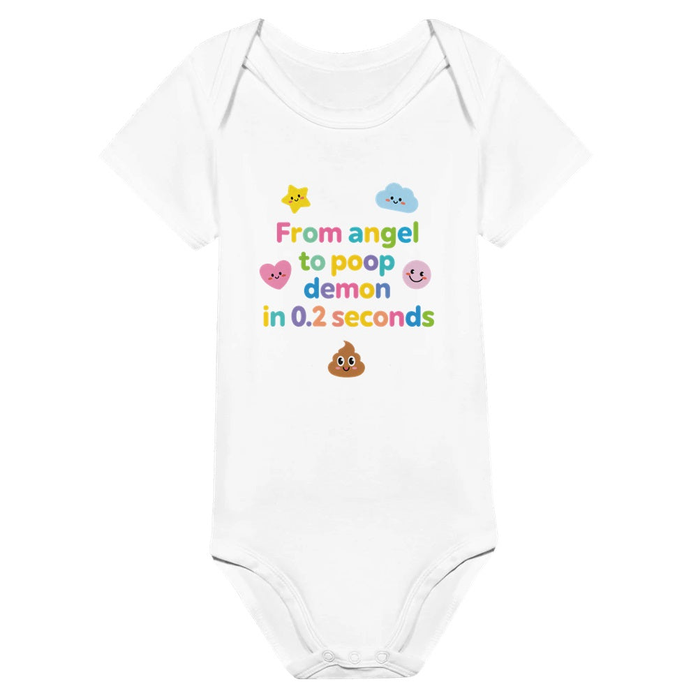 Baby Strampler aus 100 % Bio-Baumwolle – From angel to poop demon in 0.2 seconds