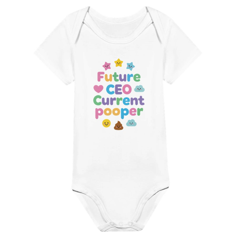 Baby Strampler aus 100 % Bio-Baumwolle – Future CEO current pooper