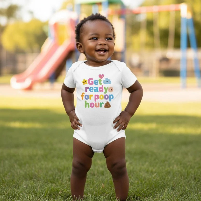 Get ready for poop hour - Baby-Kurzarmbody aus Bio-Baumwolle