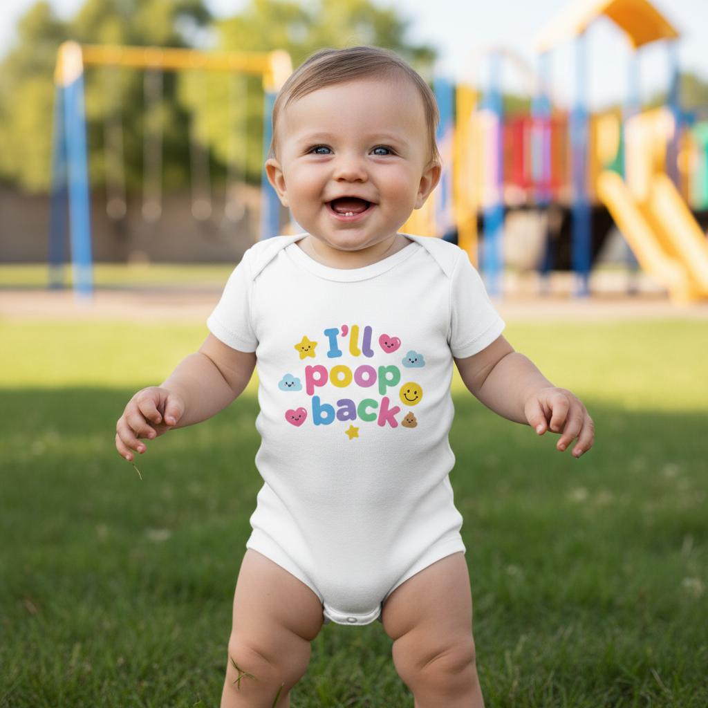 Baby Strampler aus 100 % Bio-Baumwolle – I'll poop back