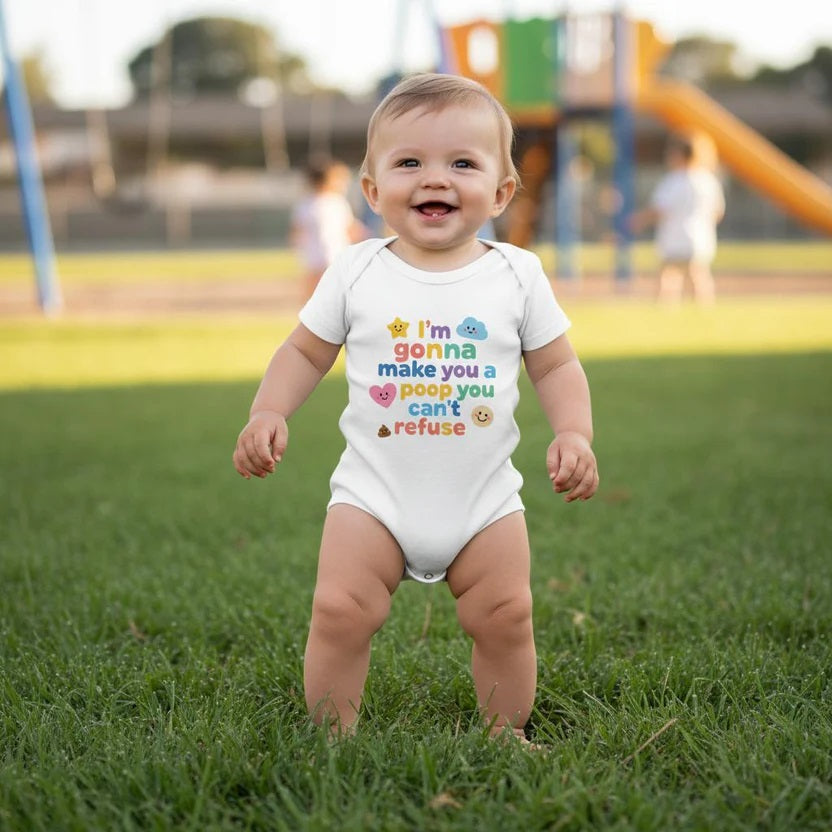 I'm gonna make you a poop you can't refuse - Baby-Kurzarmbody aus Bio-Baumwolle