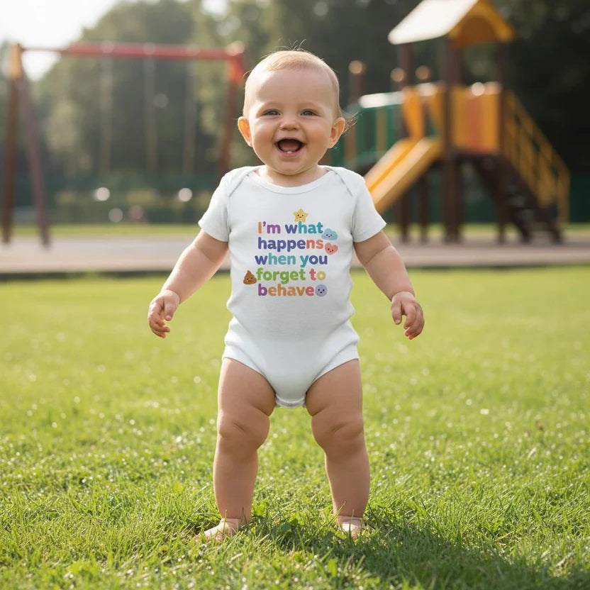 I'm what happens when you forget to behave - Baby-Kurzarmbody aus Bio-Baumwolle