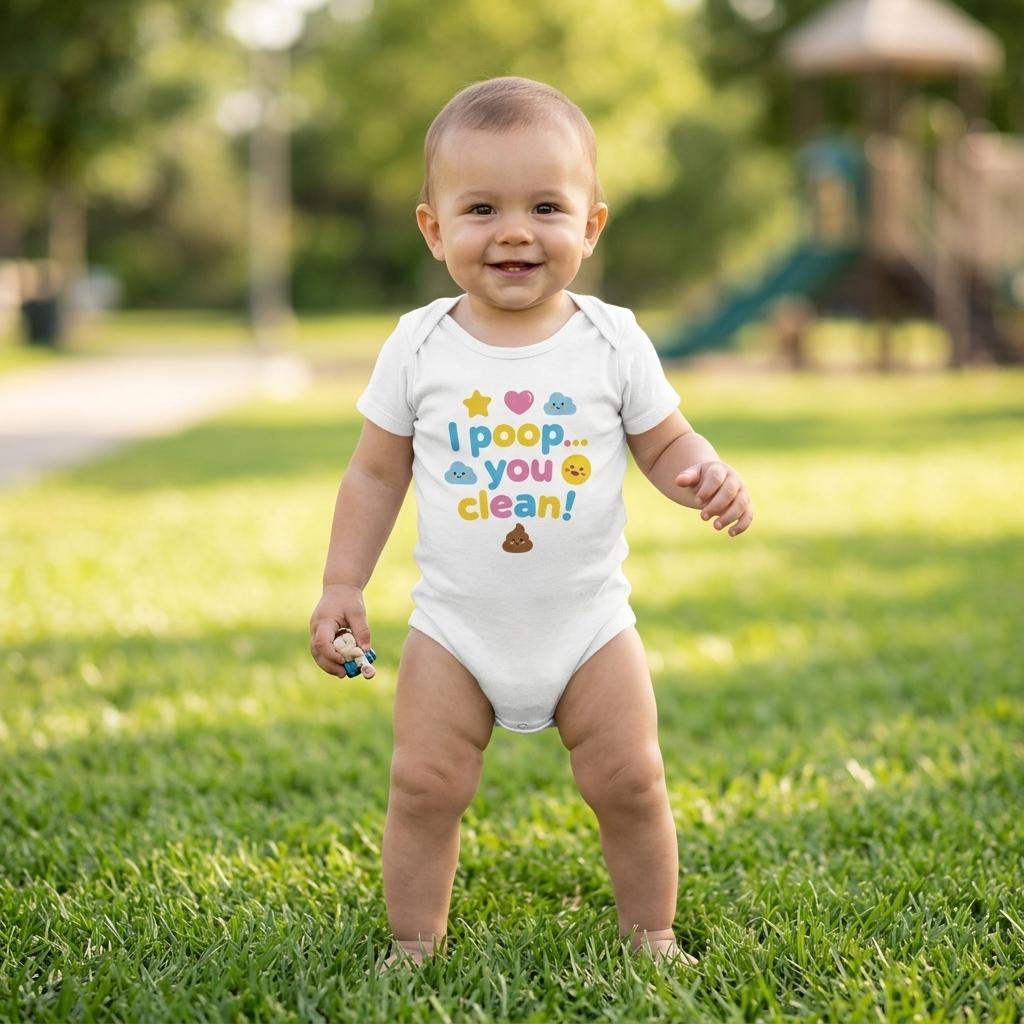Organic cotton baby onesie – I poop... you clean!