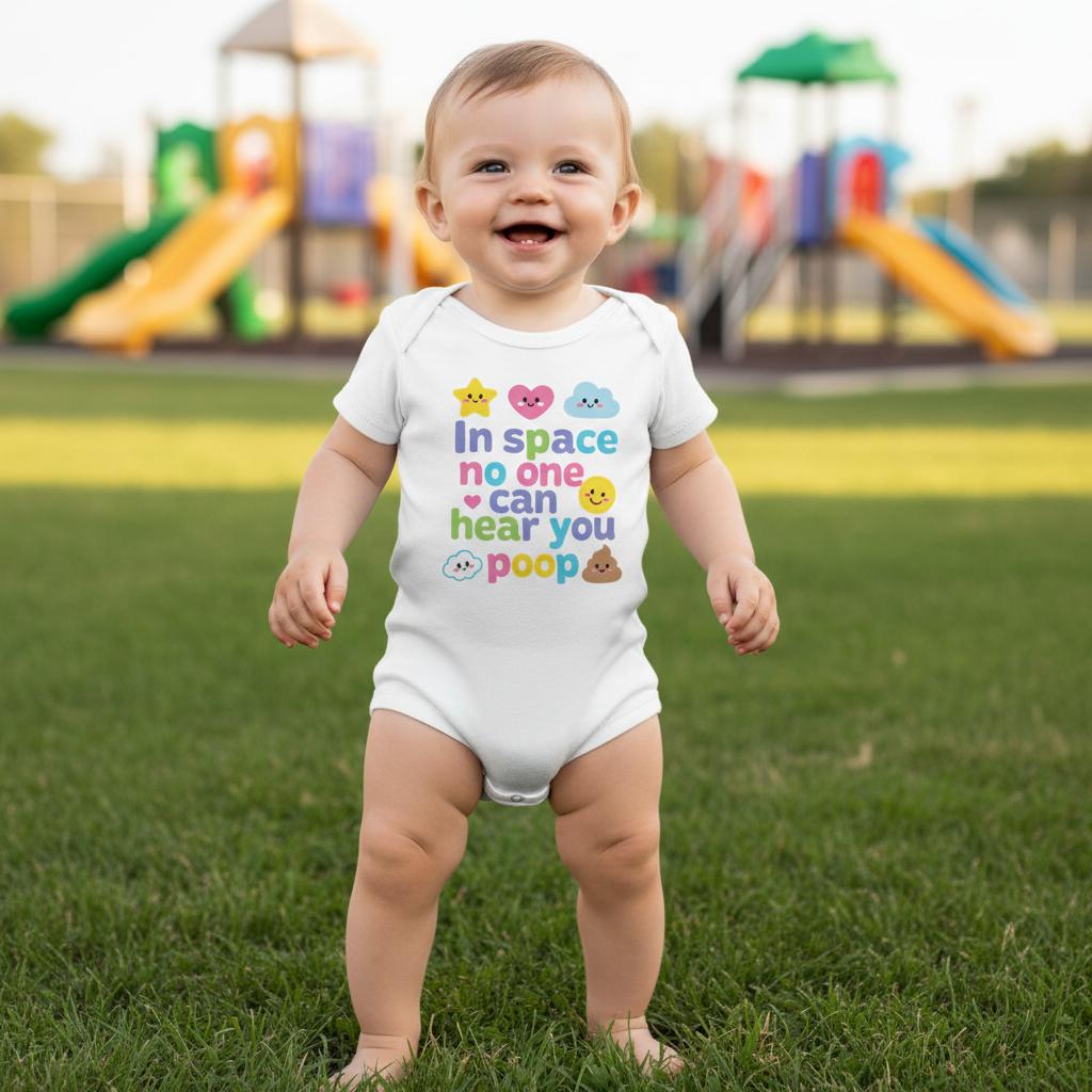 Baby Strampler aus 100 % Bio-Baumwolle – In space no one can hear you poop