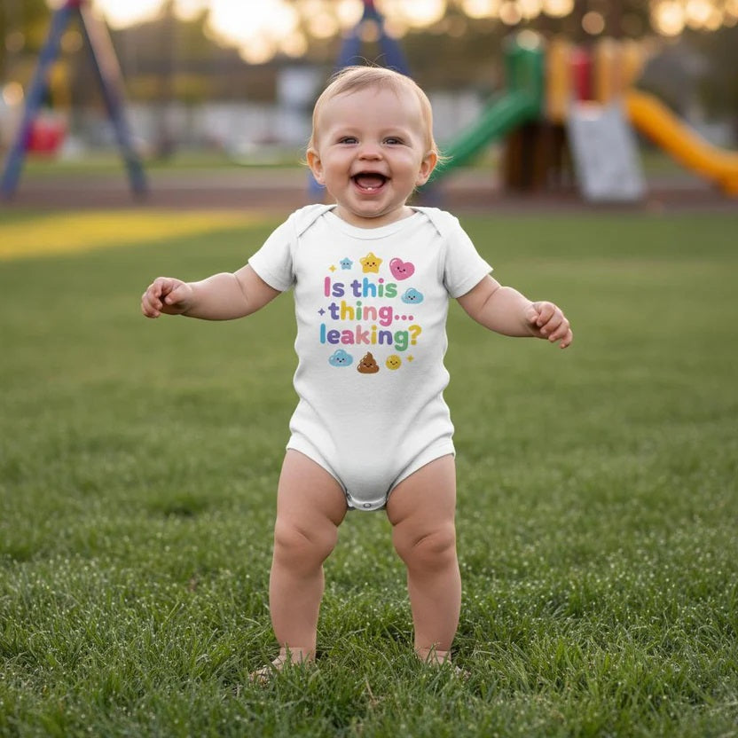 Is this thing... leaking? - Baby-Kurzarmbody aus Bio-Baumwolle