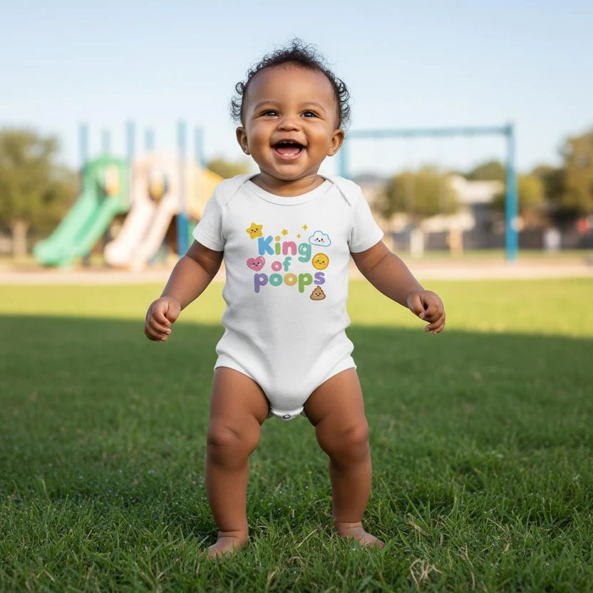 King of poops - Baby short-sleeve bodysuit made from organic cotton