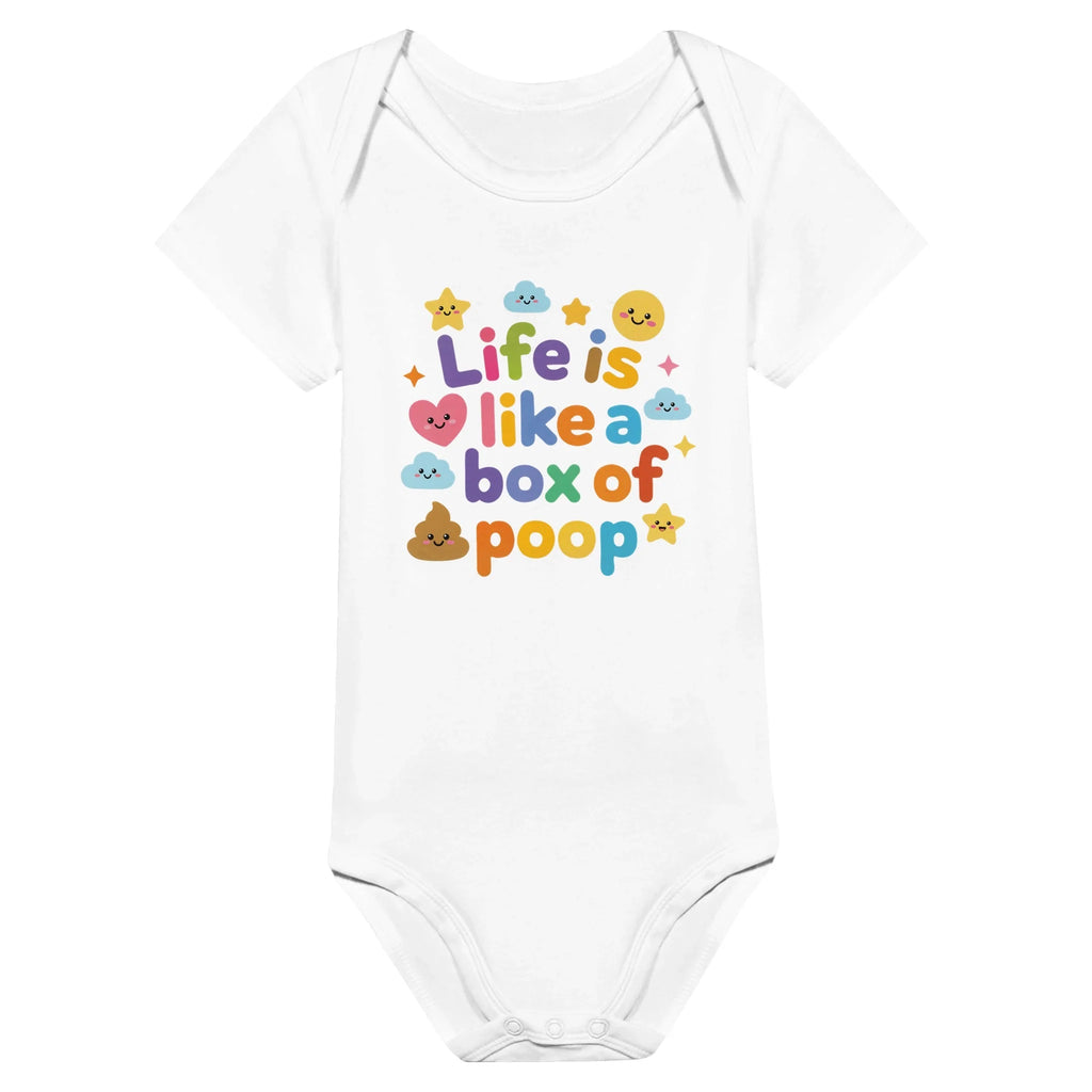 Life is like a box of poop - Baby-Kurzarmbody aus Bio-Baumwolle