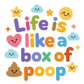 Baby Strampler aus 100 % Bio-Baumwolle – Life is like a box of poop