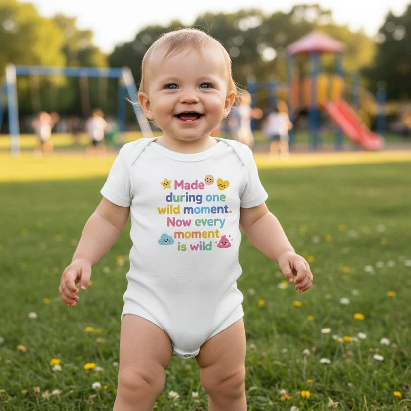Baby Strampler aus 100 % Bio-Baumwolle – Made during one wild moment. Now every moment is wild