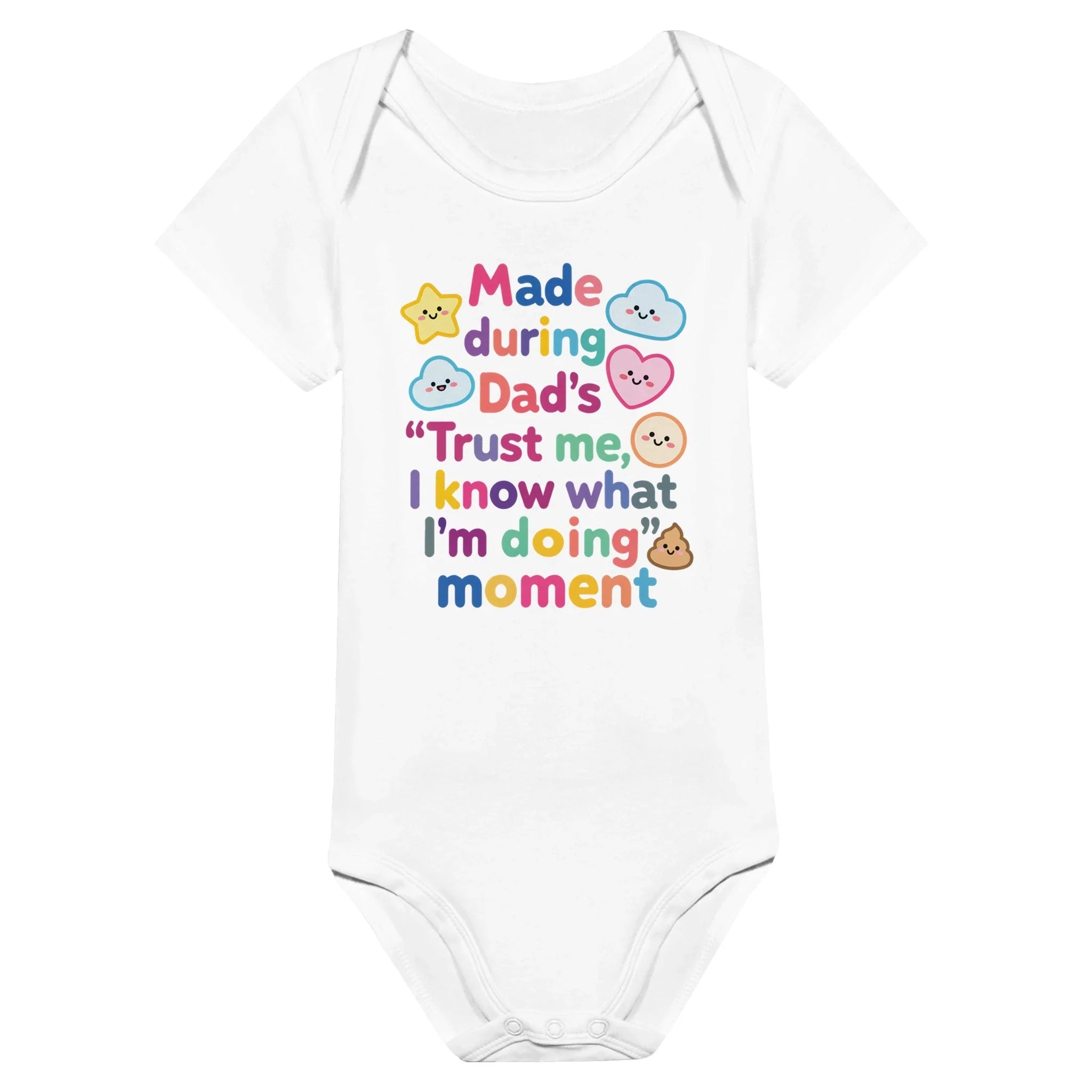 Made during Dad's "Trust me, I know what I'm doing" moment - Baby short-sleeve bodysuit made from organic cotton