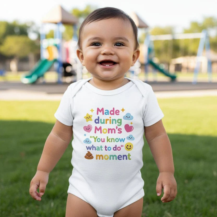 Made during Mom's "You know what to do" moment - Baby short-sleeve bodysuit made from organic cotton