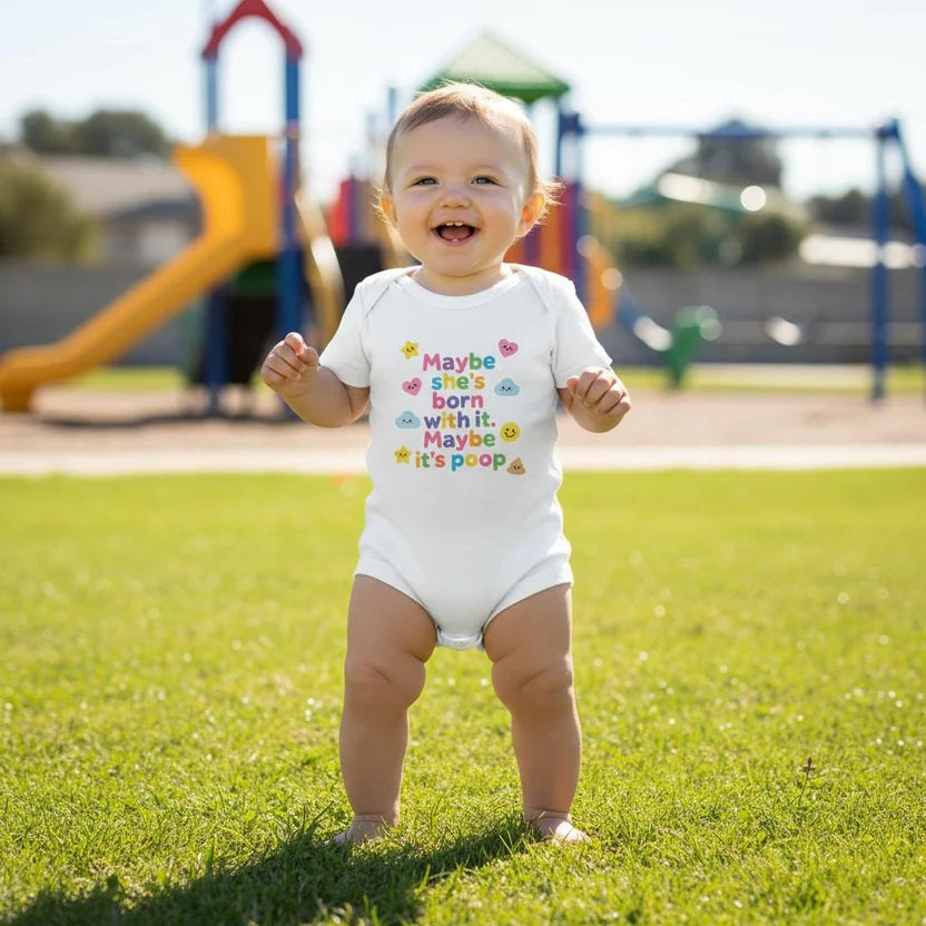 Maybe she's born with it. Maybe it's poop - Baby-Kurzarmbody aus Bio-Baumwolle