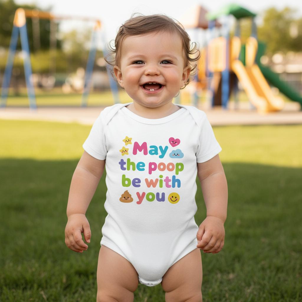 Baby Strampler aus 100 % Bio-Baumwolle – May the poop be with you