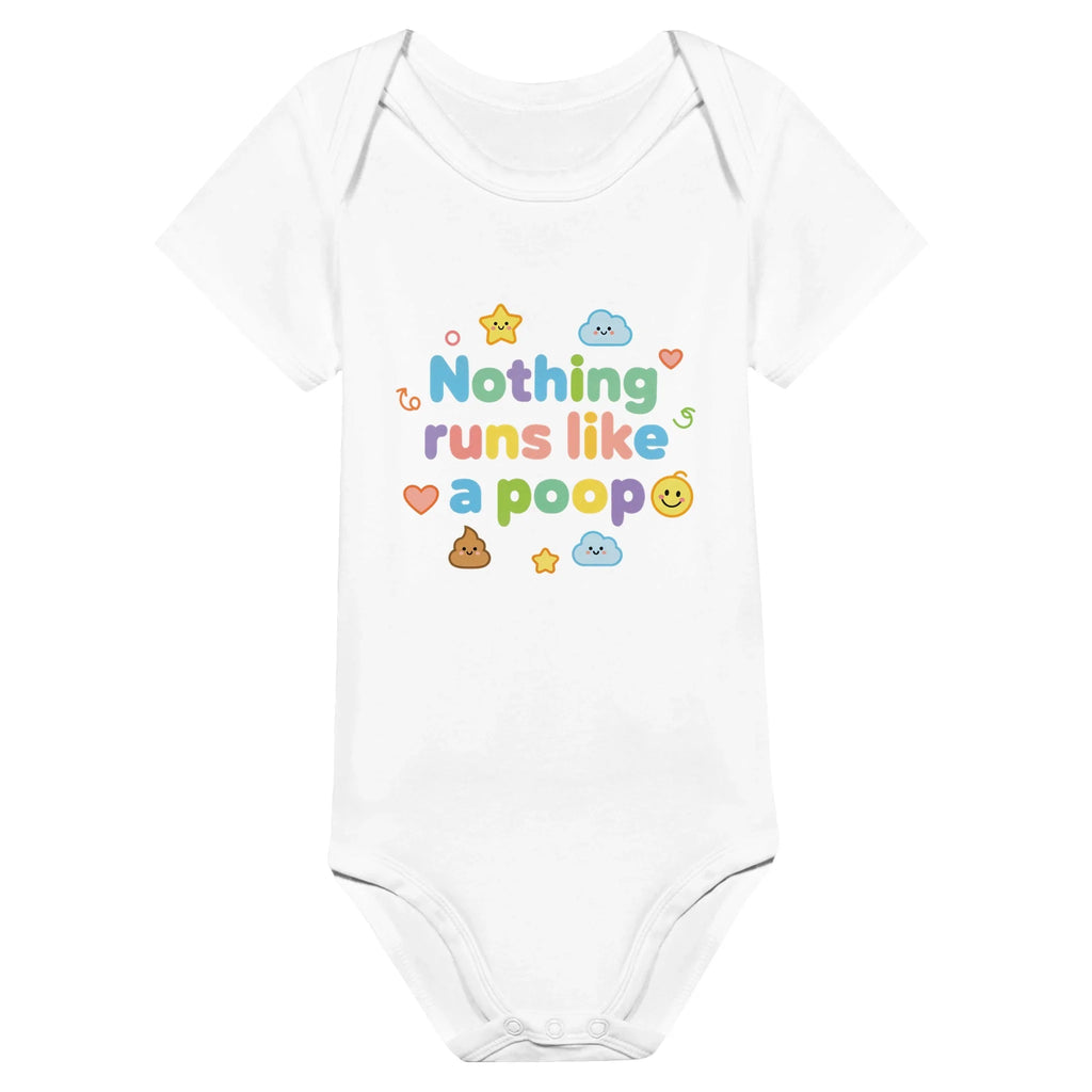 Nothing runs like a poop - Baby short-sleeve bodysuit made from organic cotton