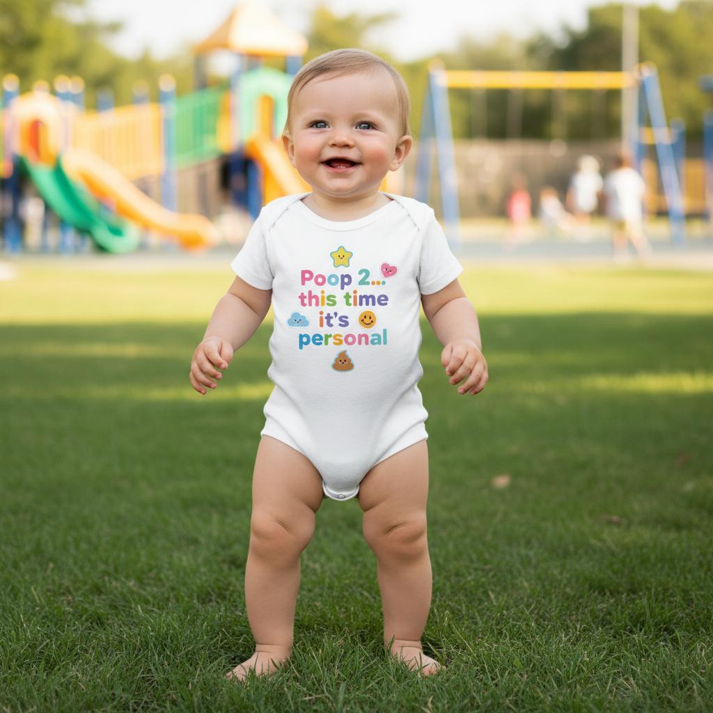 Baby Strampler aus 100 % Bio-Baumwolle – Poop 2... this time it's personal