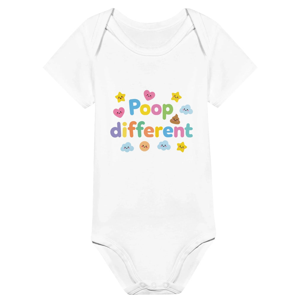 Poop different - Baby short-sleeve bodysuit made from organic cotton