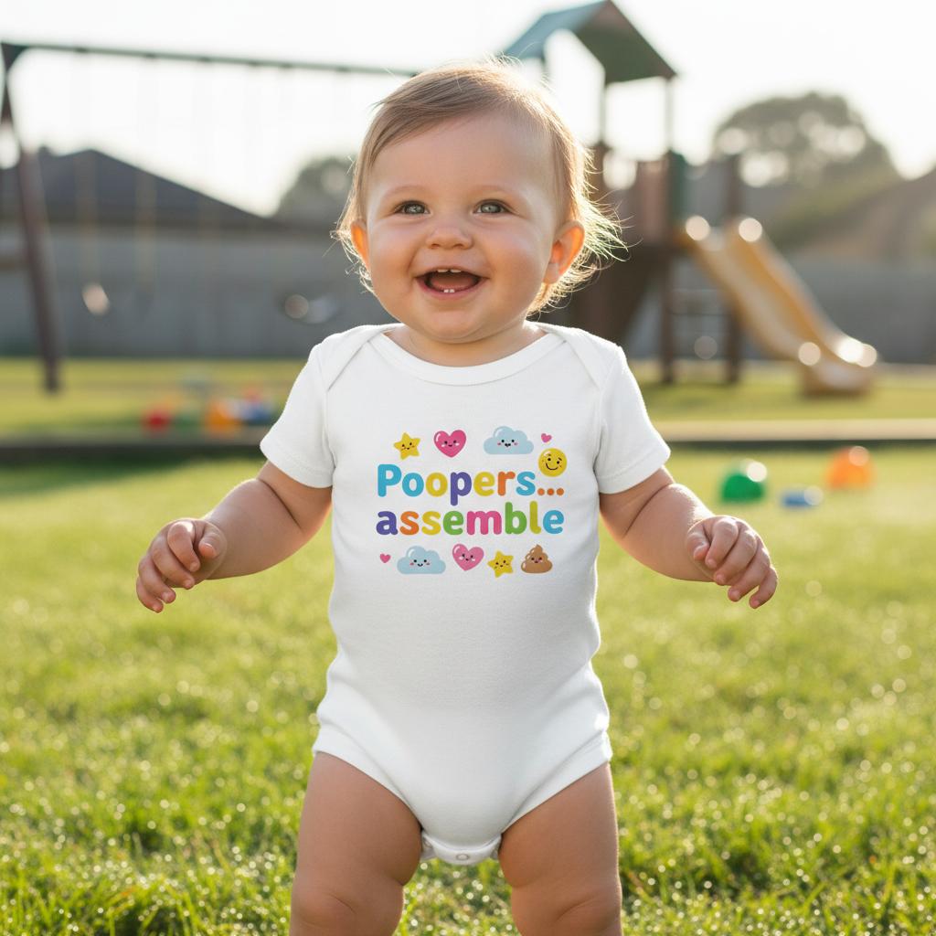 Baby Strampler aus 100 % Bio-Baumwolle – Poopers... assemble