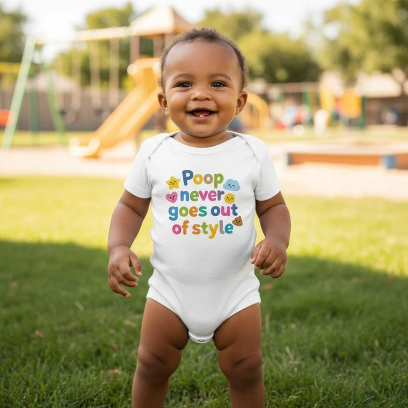 Poop never goes out of style - Baby-Kurzarmbody aus Bio-Baumwolle