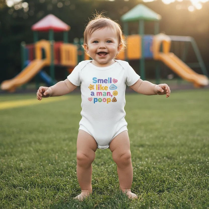 Baby Strampler aus 100 % Bio-Baumwolle – Smell like a man, poop