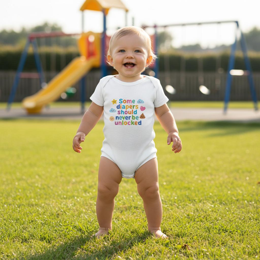 Baby Strampler aus 100 % Bio-Baumwolle – Some diapers should never be unlocked
