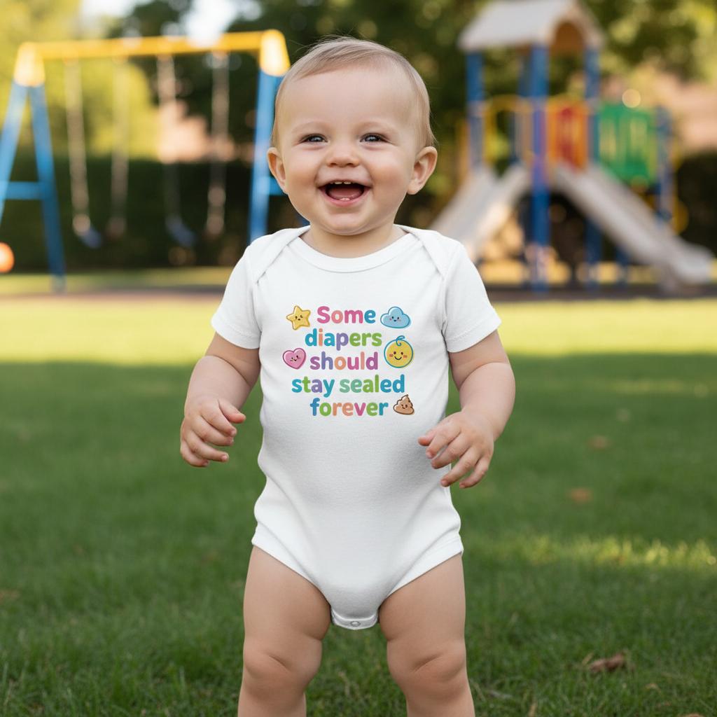 Baby Strampler aus 100 % Bio-Baumwolle – Some diapers should stay sealed forever