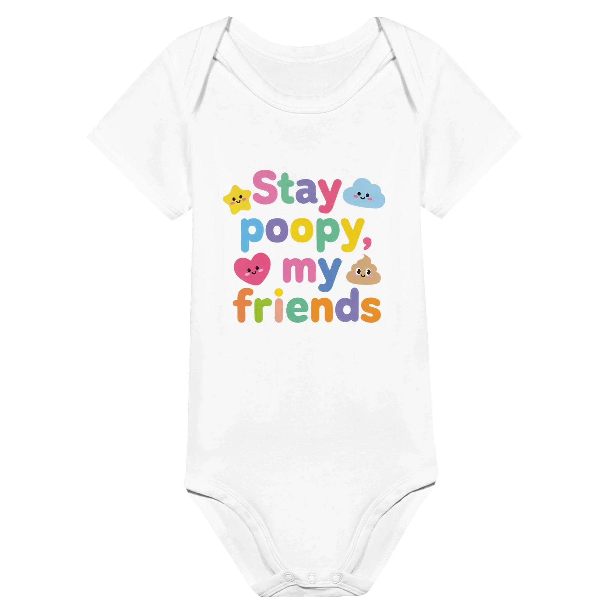 Baby Strampler aus 100 % Bio-Baumwolle – Stay poopy, my friends