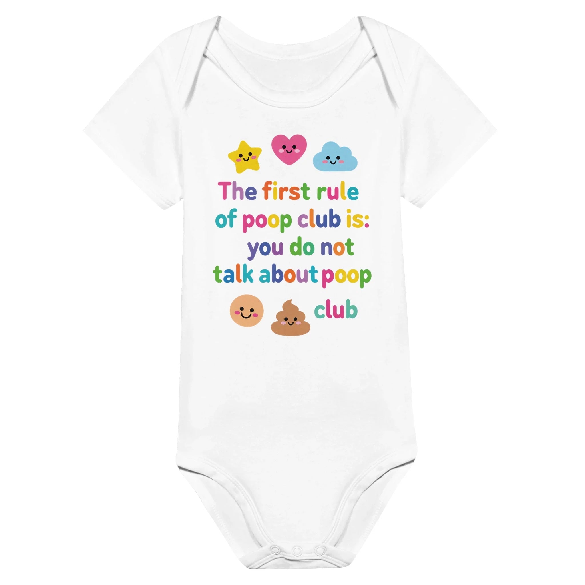 Baby Strampler aus 100 % Bio-Baumwolle – The first rule of poop club is: you do not talk about poop club
