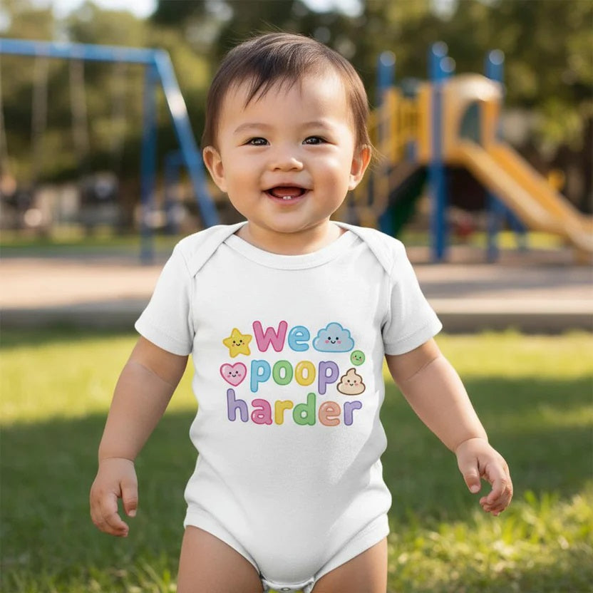 Baby Strampler aus 100 % Bio-Baumwolle – We poop harder