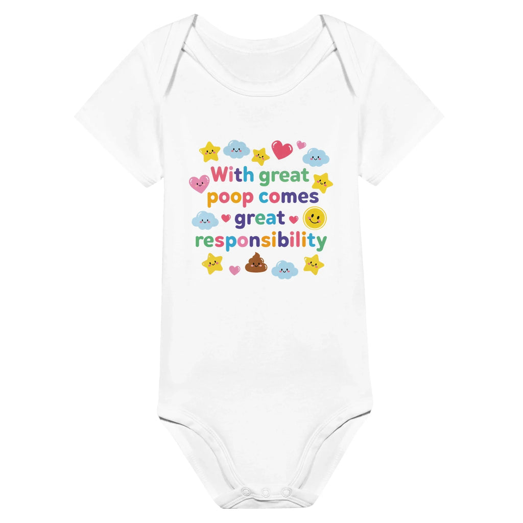With great poop comes great responsibility - Baby-Kurzarmbody aus Bio-Baumwolle