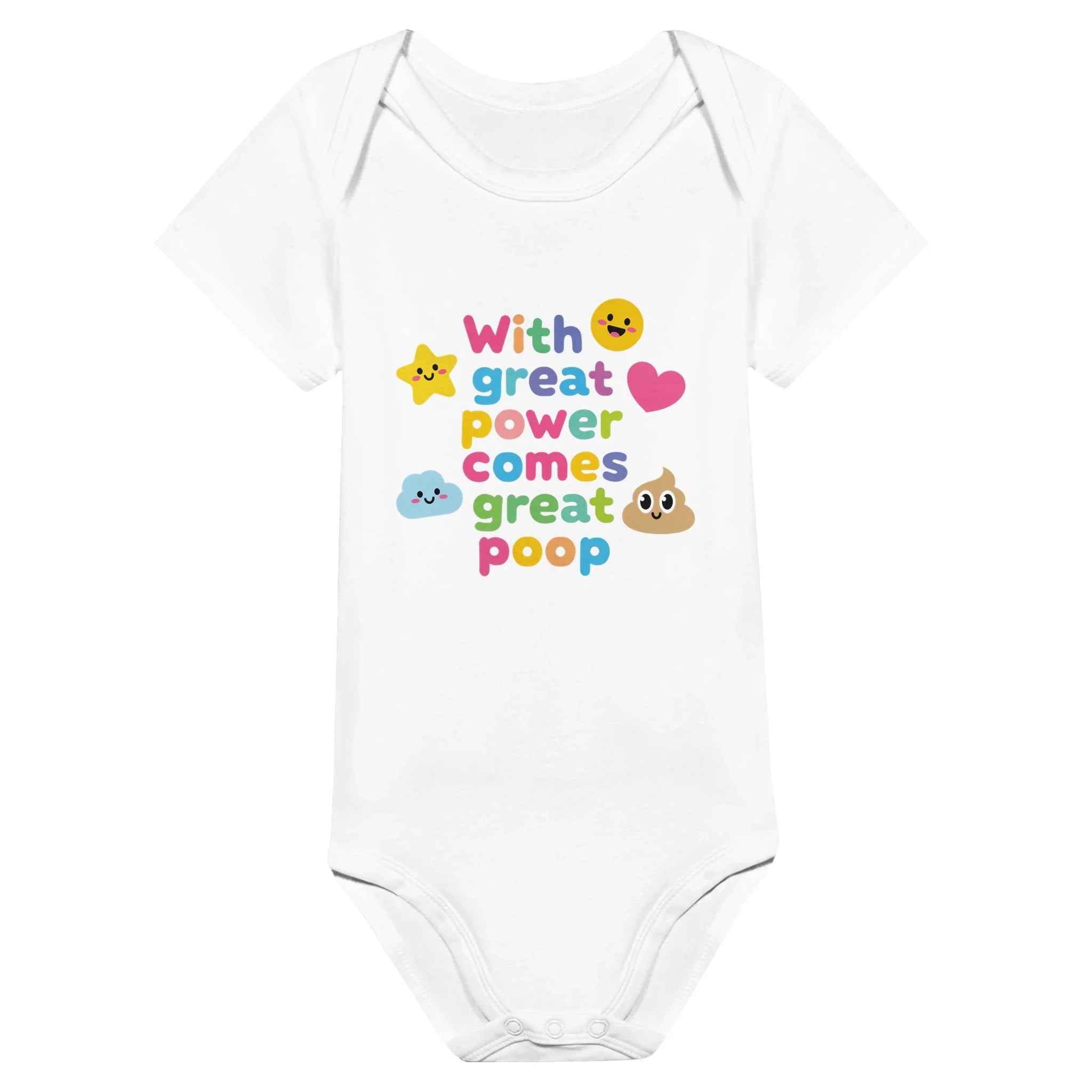 Baby Strampler aus 100 % Bio-Baumwolle – With great power comes great poop