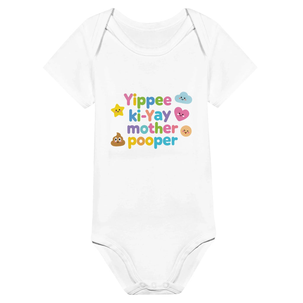 Yippee ki-Yay mother pooper - Baby-Kurzarmbody aus Bio-Baumwolle
