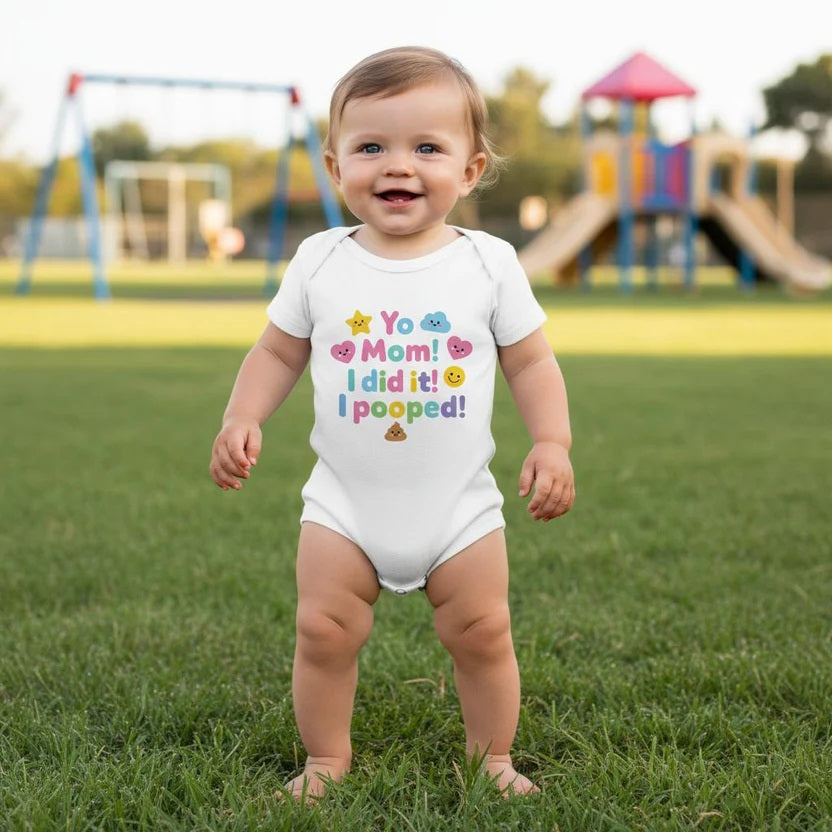 Baby Strampler aus 100 % Bio-Baumwolle – Yo Mom! I did it! I pooped!