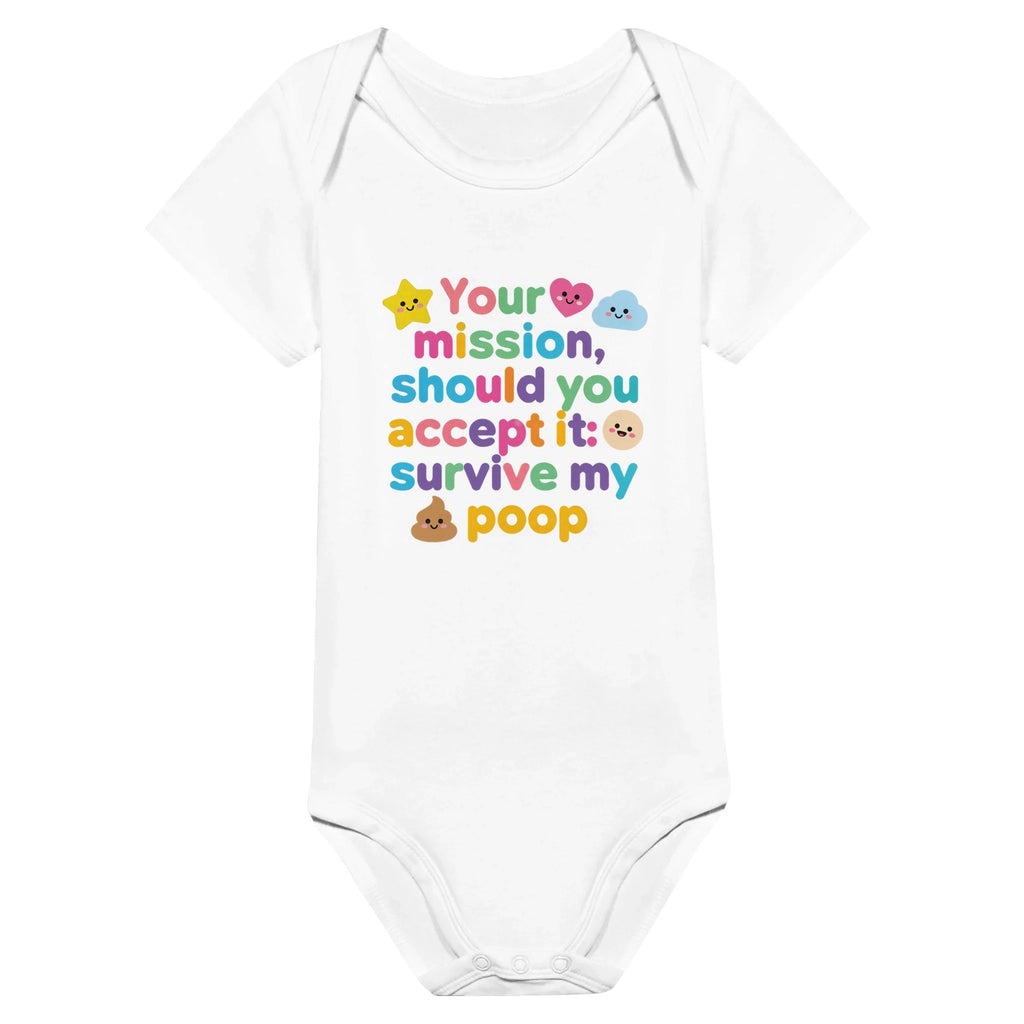 Baby Strampler aus 100 % Bio-Baumwolle – Your mission, should you accept it: survive my poop