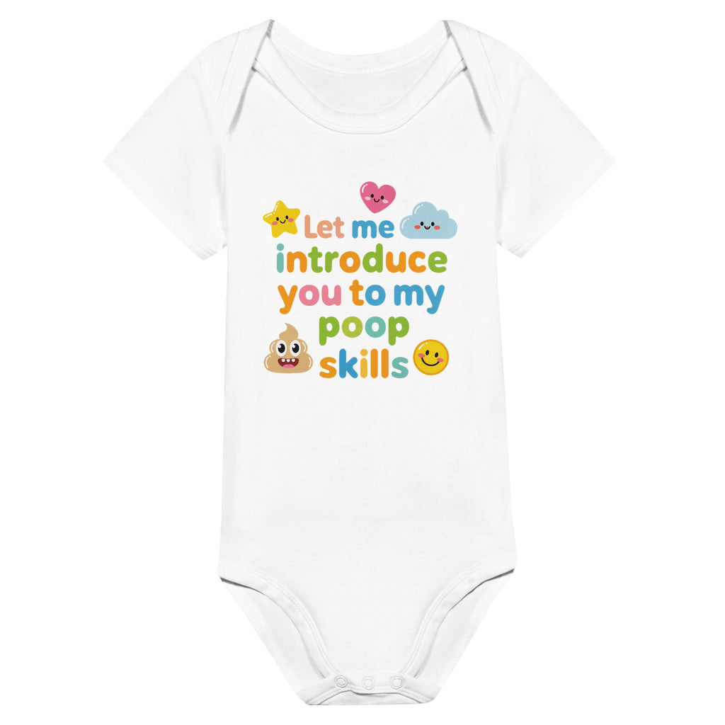 Organic cotton baby onesie – Let me introduce you to my poop skills